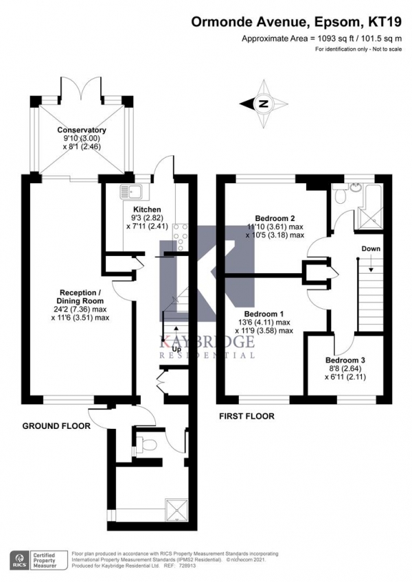 Floor Plan Image for 3 Bedroom Property for Sale in Ormonde Avenue, Epsom