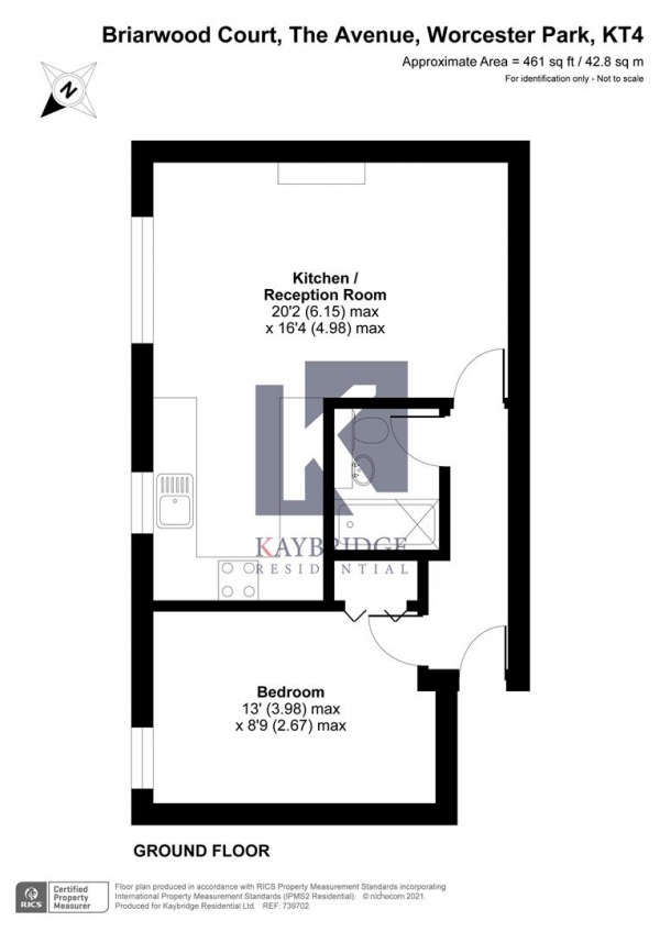 Floor Plan Image for 1 Bedroom Flat for Sale in The Avenue, Worcester Park