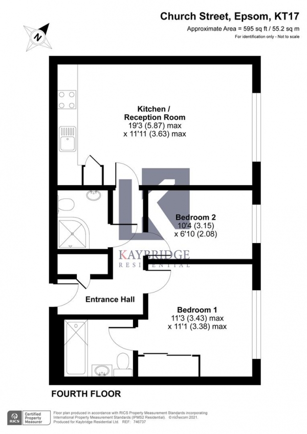 Floor Plan Image for 2 Bedroom Flat for Sale in Church Street, Epsom