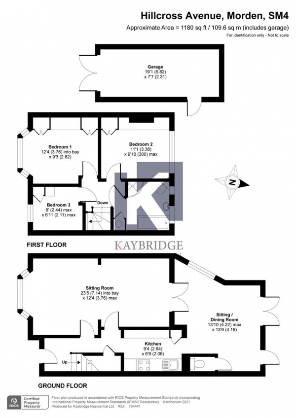 Floor Plan Image for 3 Bedroom End of Terrace House for Sale in Hillcross Avenue, Morden