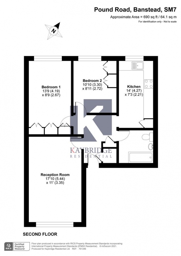 Floor Plan Image for 2 Bedroom Flat for Sale in Pound Road, Banstead