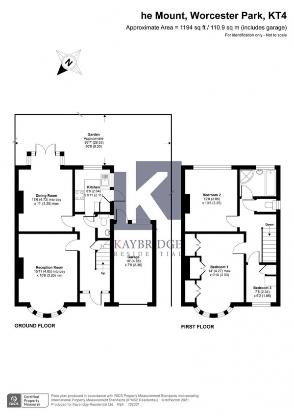 Floor Plan Image for 3 Bedroom Semi-Detached House for Sale in The Mount, Worcester Park