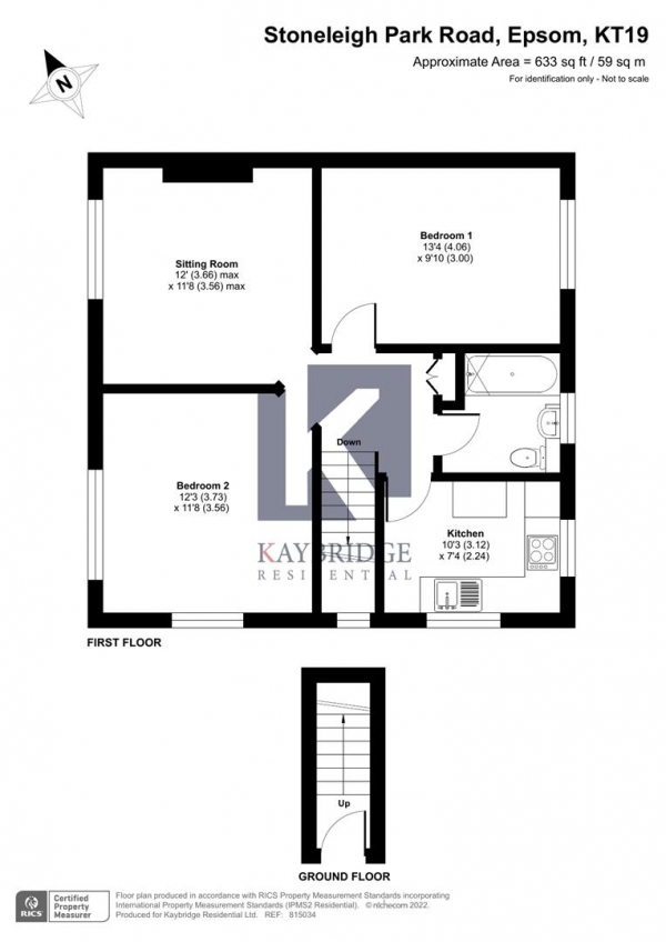 Floor Plan for 2 Bedroom Flat for Sale in Stoneleigh Park Road, Epsom, KT19, 0RQ - Offers in Excess of &pound345,000