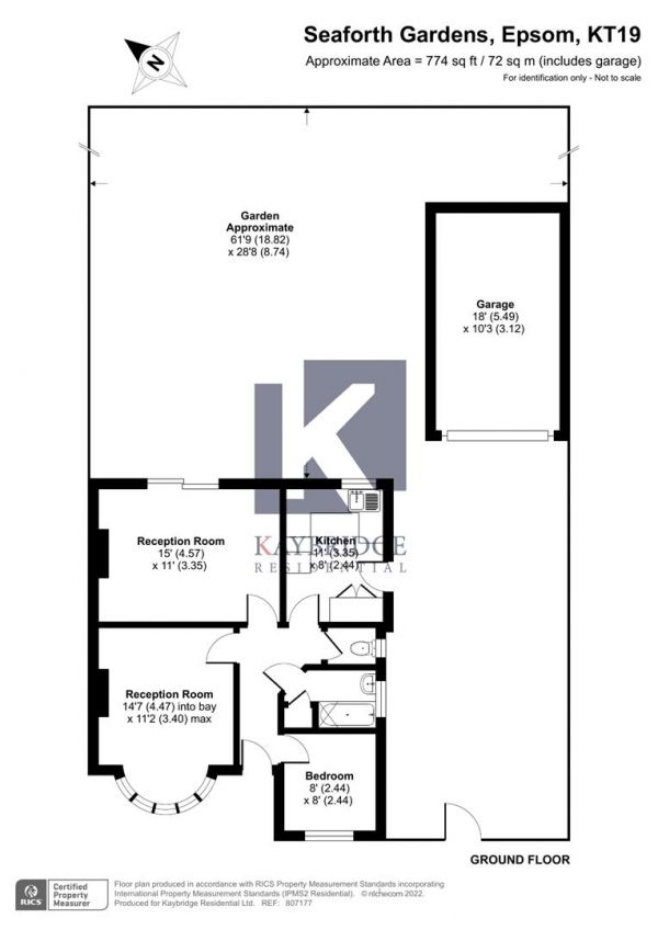 Floor Plan Image for 2 Bedroom Semi-Detached Bungalow for Sale in Seaforth Gardens, Epsom