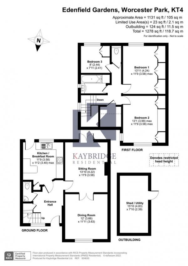 Floor Plan Image for 3 Bedroom Semi-Detached House for Sale in Edenfield Gardens, Worcester Park