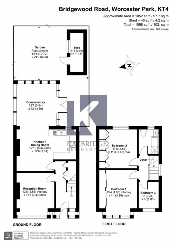 Floor Plan Image for 3 Bedroom End of Terrace House for Sale in Bridgewood Road, Worcester Park