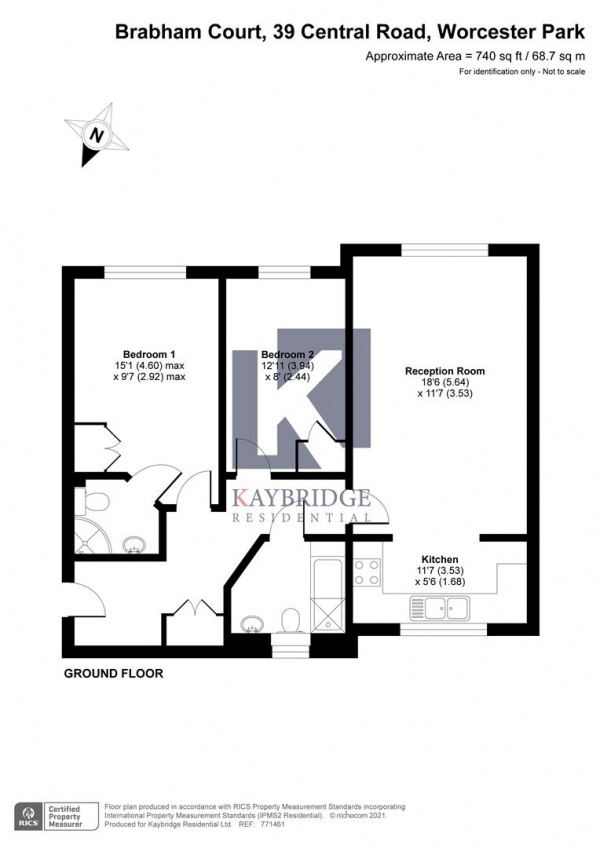 Floor Plan Image for 2 Bedroom Flat for Sale in Central Road, Worcester Park