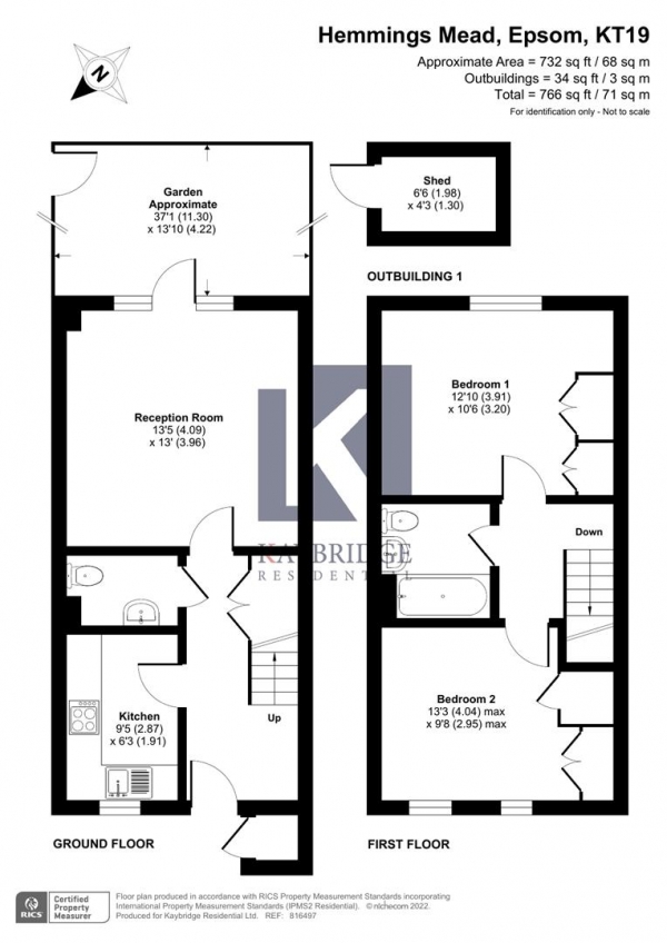 Floor Plan Image for 2 Bedroom Terraced House for Sale in Hemmings Mead, Epsom