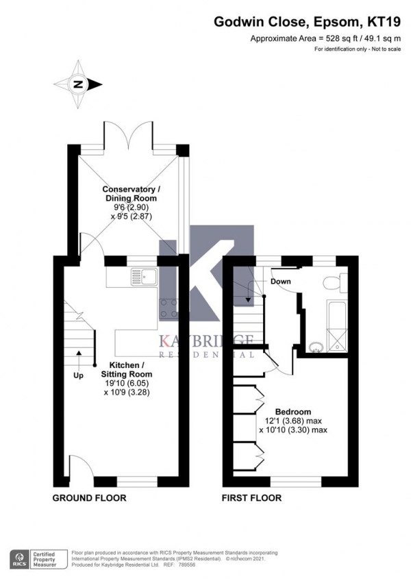 Floor Plan Image for 1 Bedroom Terraced House for Sale in Godwin Close, Epsom