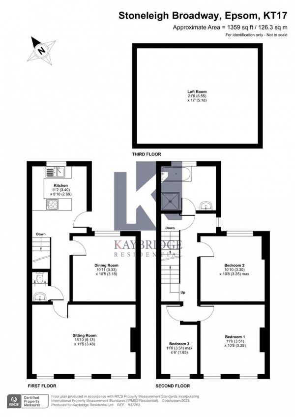 Floor Plan Image for 3 Bedroom Flat for Sale in Stoneleigh Broadway, Epsom