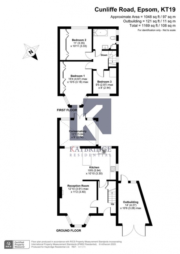 Floor Plan Image for 3 Bedroom Semi-Detached House for Sale in Cunliffe Road, Epsom