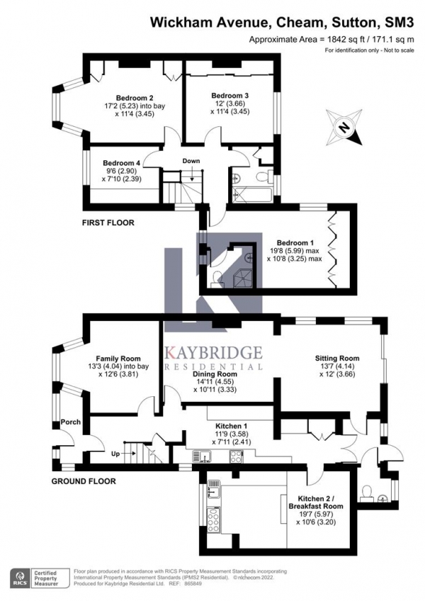 Floor Plan for 5 Bedroom Semi-Detached House for Sale in Wickham Avenue, Cheam, Sutton, SM3, 8DT - Offers in Excess of &pound750,000