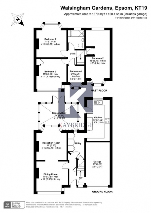 Floor Plan Image for 4 Bedroom Semi-Detached House for Sale in Walsingham Gardens, Epsom