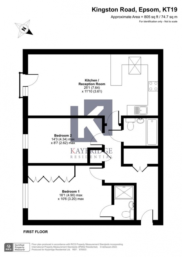 Floor Plan Image for 2 Bedroom Flat for Sale in Kingston Road, Epsom