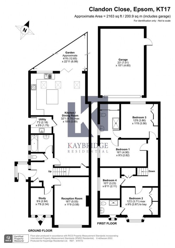 Floor Plan Image for 4 Bedroom Semi-Detached House for Sale in Clandon Close, Epsom