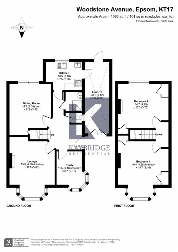 Floor Plan Image for 3 Bedroom Semi-Detached House for Sale in Woodstone Avenue, Epsom