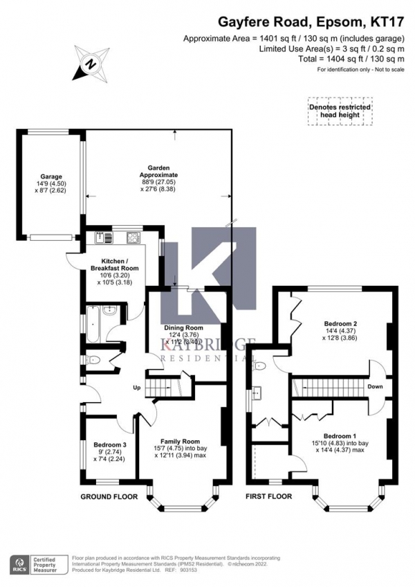 Floor Plan Image for 3 Bedroom Semi-Detached House for Sale in Gayfere Road, Epsom