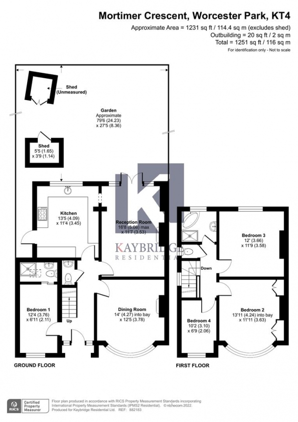 Floor Plan for 4 Bedroom Semi-Detached House for Sale in Mortimer Crescent, Worcester Park, KT4, 7QL - Guide Price &pound700,000