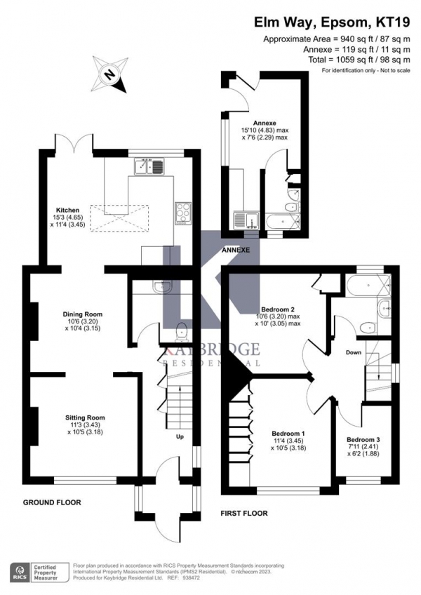 Floor Plan Image for 3 Bedroom Semi-Detached House for Sale in Elm Way, Epsom