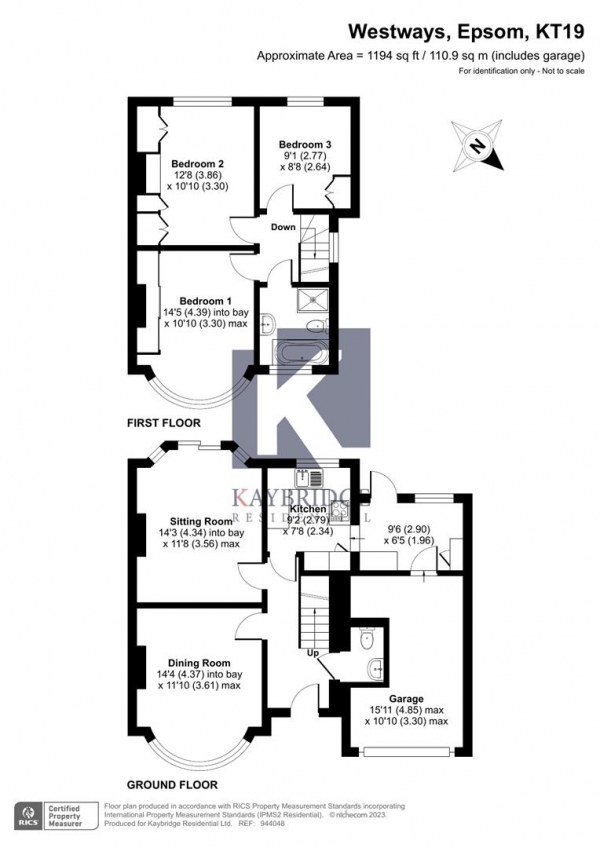 Floor Plan for 3 Bedroom Semi-Detached House for Sale in Westways, Epsom, KT19, 0PQ - Guide Price &pound685,000