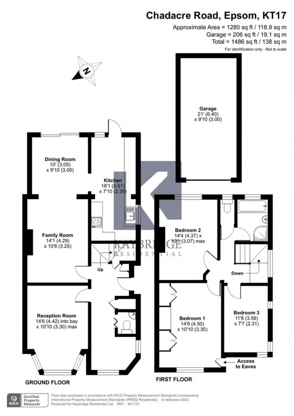Floor Plan for 3 Bedroom Semi-Detached House for Sale in Chadacre Road, Epsom, KT17, 2HF - Guide Price &pound685,000