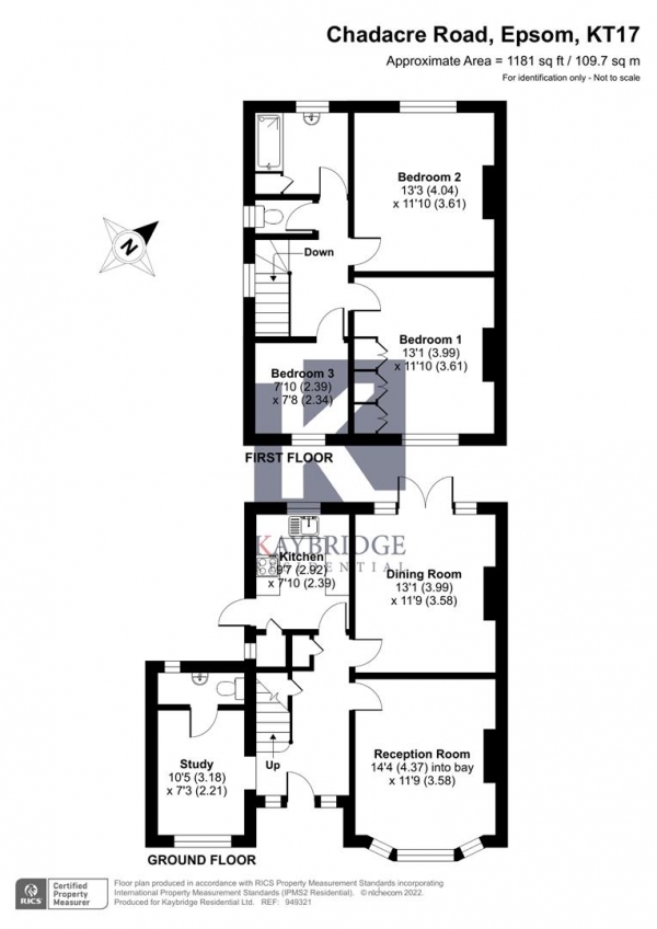Floor Plan for 4 Bedroom Detached House for Sale in Chadacre Road, Epsom, KT17, 2HD - Guide Price &pound699,750