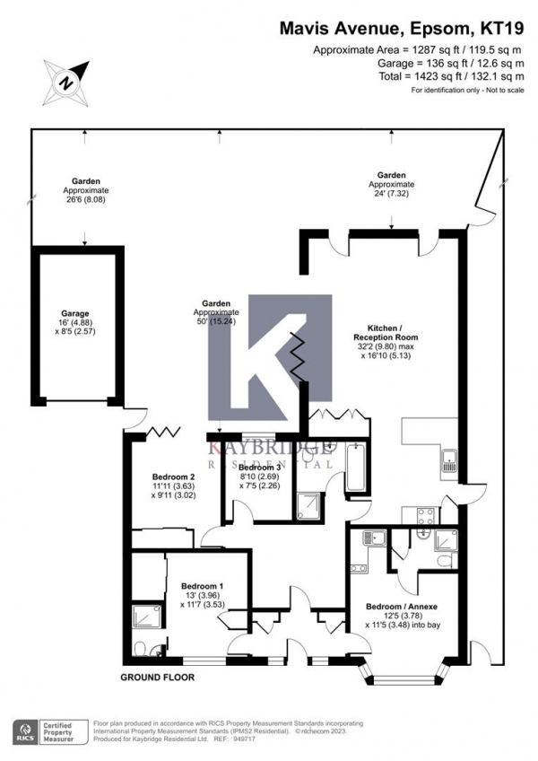 Floor Plan for 4 Bedroom Detached Bungalow for Sale in Mavis Avenue, Epsom, KT19, 0PY - Offers in Excess of &pound750,000