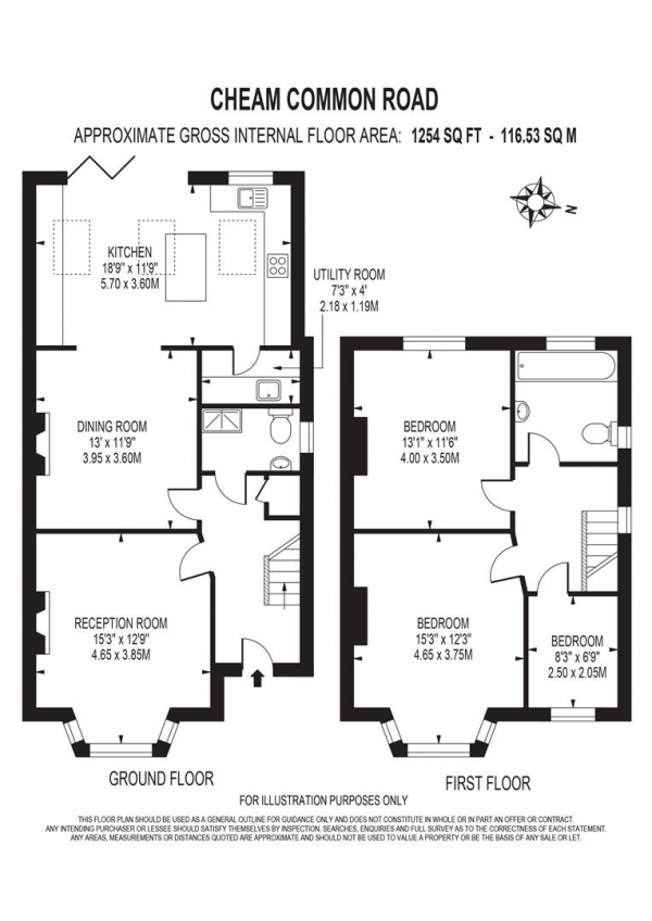 Floor Plan Image for 3 Bedroom Detached House for Sale in Cheam Common Road, Worcester Park
