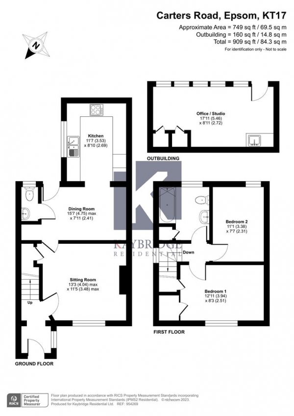 Floor Plan Image for 2 Bedroom Semi-Detached House for Sale in Carters Road, Epsom