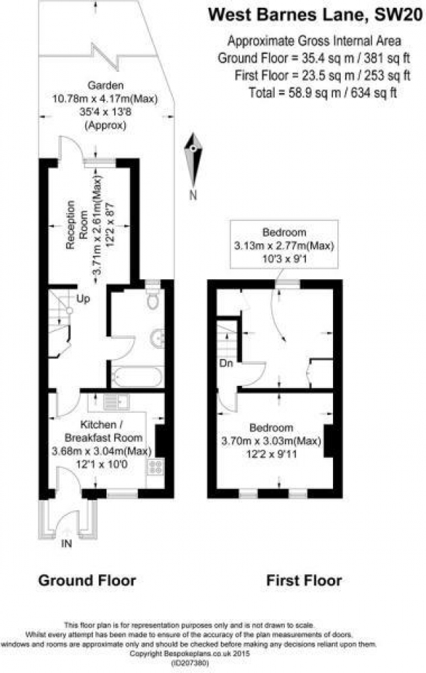 Floor Plan for 2 Bedroom Property for Sale in West Barnes Lane, New Malden, KT3, 6HP - Offers in Excess of &pound475,000