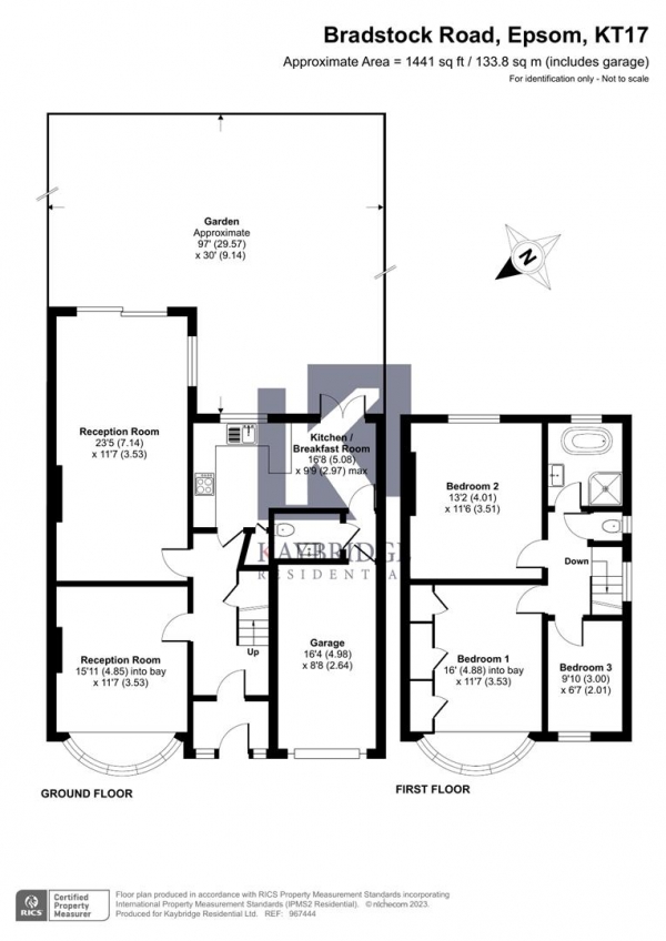 Floor Plan for 3 Bedroom Semi-Detached House for Sale in Bradstock Road, Epsom, KT17, 2LG - Offers in Excess of &pound725,000