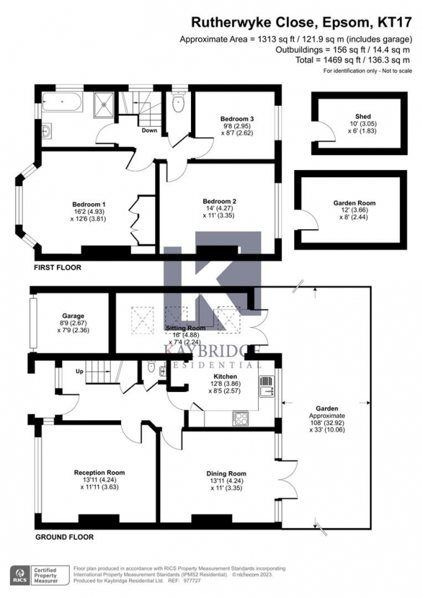 Floor Plan for 3 Bedroom Semi-Detached House for Sale in Rutherwyke Close, Epsom, KT17, 2NB - Guide Price &pound799,500