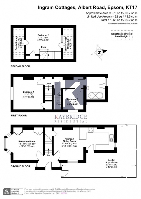 Floor Plan for 3 Bedroom Semi-Detached House for Sale in Albert Road, Epsom, KT17, 4EF - Guide Price &pound599,500
