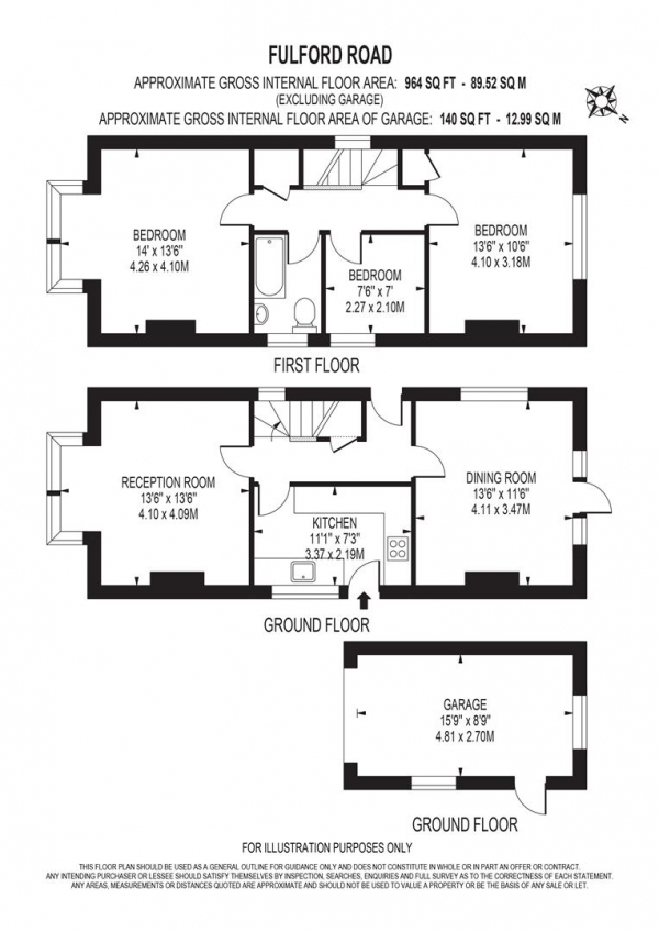 Floor Plan for 3 Bedroom Detached House for Sale in Fulford Road, Epsom, KT19, 9QX - Guide Price &pound650,000