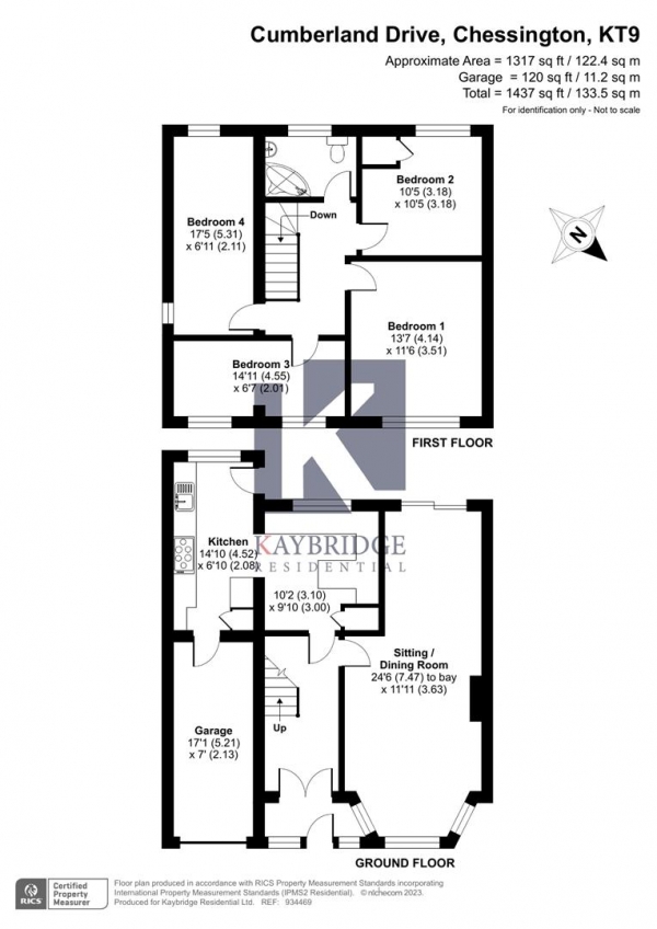 Floor Plan for 4 Bedroom Detached House for Sale in Epsom,Chessington, KT9, 1HQ - Guide Price &pound649,950