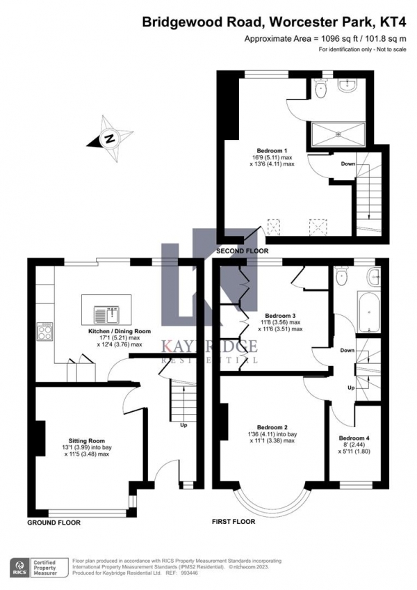 Floor Plan Image for 4 Bedroom Terraced House for Sale in Bridgewood Road, Worcester Park