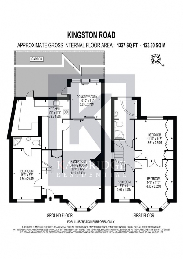 Floor Plan for 4 Bedroom Semi-Detached House for Sale in Kingston Road, Epsom, KT19, 0BP - Guide Price &pound580,000