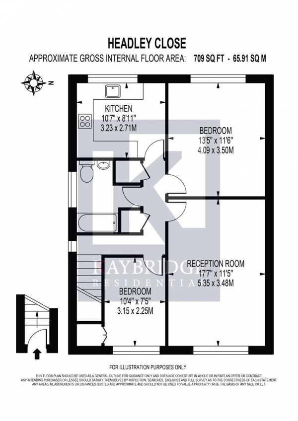 Floor Plan Image for 2 Bedroom Maisonette for Sale in Headley Close, Epsom