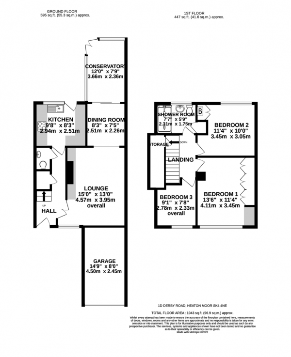 Floor Plan Image for 3 Bedroom Terraced House for Sale in Derby Road, Heaton Moor