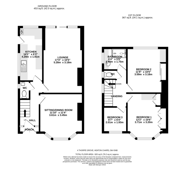 Floor Plan Image for 3 Bedroom Semi-Detached House for Sale in Thorpe Grove, Heaton Chapel