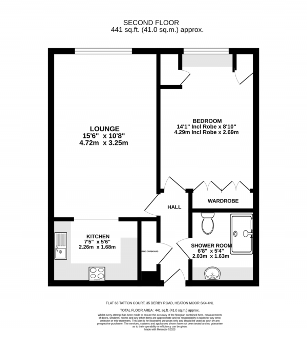 Floor Plan Image for 1 Bedroom Retirement Property for Sale in Tatton Court, Heaton Moor