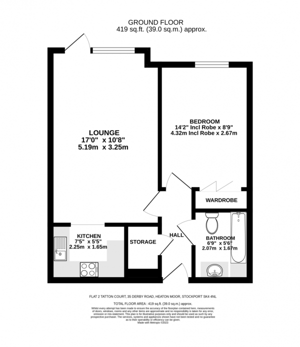 Floor Plan Image for 1 Bedroom Retirement Property for Sale in Tatton Court, Heaton Moor