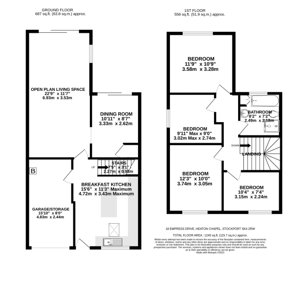 Floor Plan for 4 Bedroom End of Terrace House for Sale in Empress Drive, Heaton Chapel, SK4, 2RW - Guide Price &pound370,000