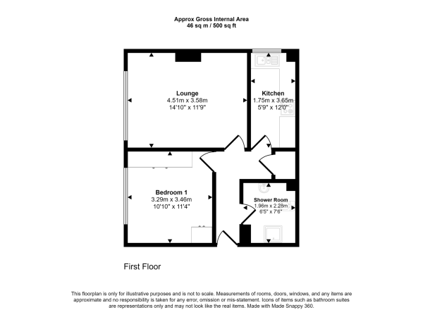 Floor Plan Image for 1 Bedroom Flat for Sale in Leegate House, Heaton Moor