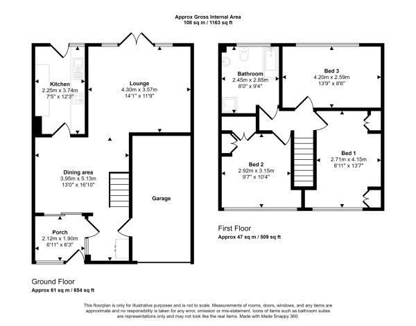 Floor Plan Image for 3 Bedroom Terraced House for Sale in Beaminster Close, Heaton Mersey
