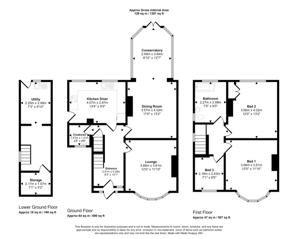 Floor Plan Image for 3 Bedroom Semi-Detached House for Sale in Fairholme Road, Heaton Norris