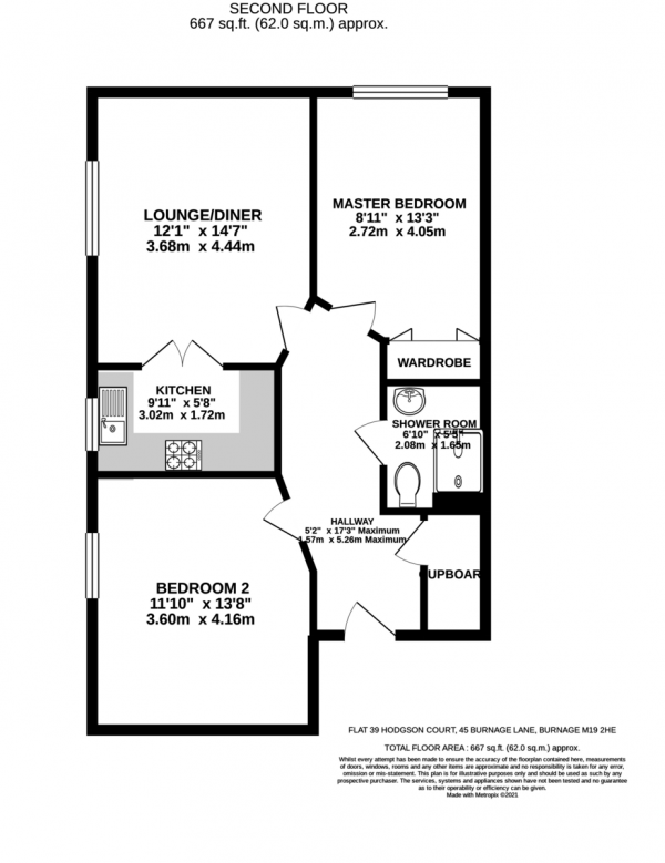 Floor Plan Image for 2 Bedroom Retirement Property for Sale in Hodgson Court, Burnage