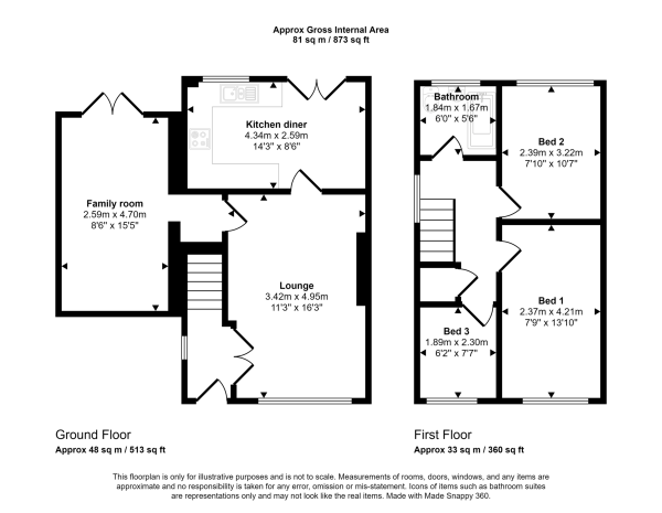 Floor Plan Image for 3 Bedroom Semi-Detached House for Sale in Greenside, Heaton Mersey