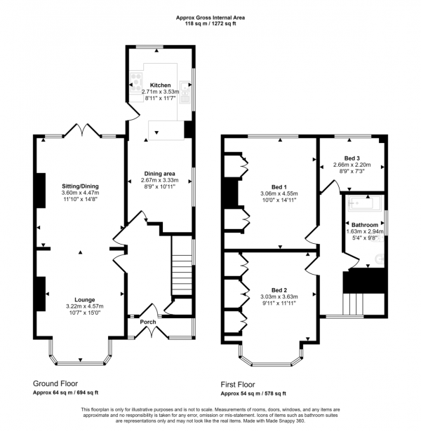 Floor Plan Image for 3 Bedroom Semi-Detached House for Sale in Thornhill Road, Heaton Mersey