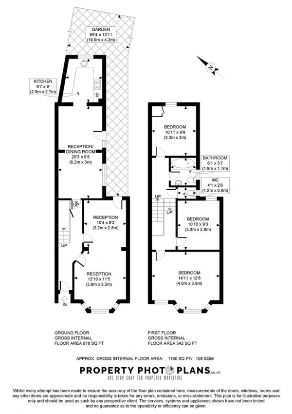 Floor Plan Image for 3 Bedroom Terraced House to Rent in Long Lane, East Finchley, London